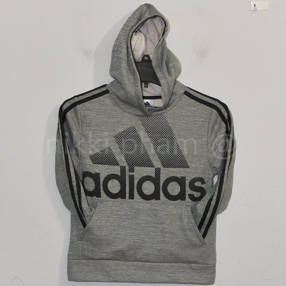 adidas boys youth fleece tech hoodie IN gRAY